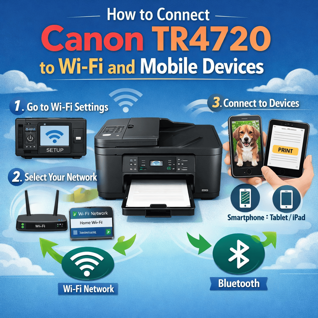 How to Connect Canon TR4720 to Wi-Fi and Mobile Devices?